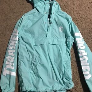THRASHER x HUFF MINT QUARTER ZIP RAINCOAT